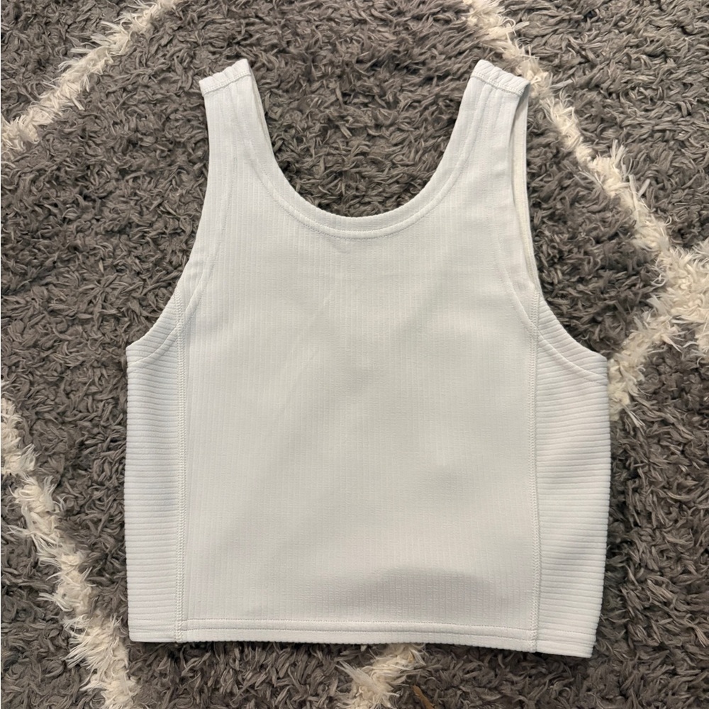 Lululemon Athletica White Fitted Crop Tank Top